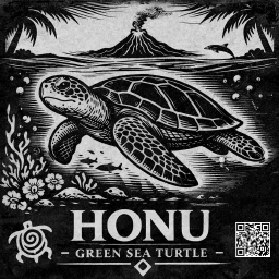 Honu coaster design the camera looks for (grayscale training image)